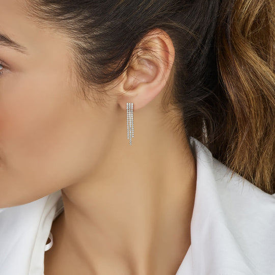 Gerhodineerd Zilveren Oorhangers met Zirkonia – 36mm – 925 Zilver
