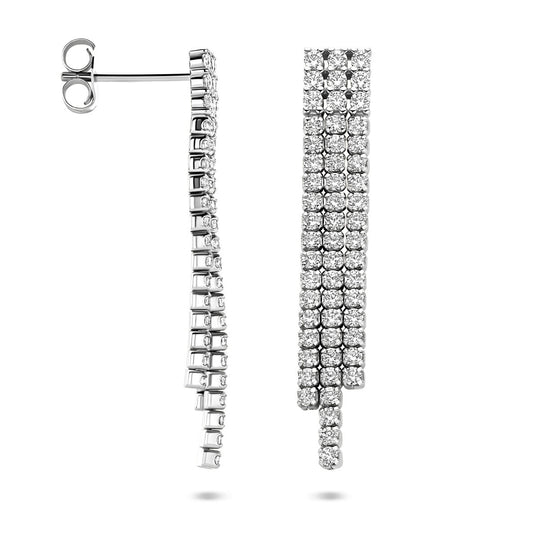 Gerhodineerd Zilveren Oorhangers met Zirkonia – 36mm – 925 Zilver