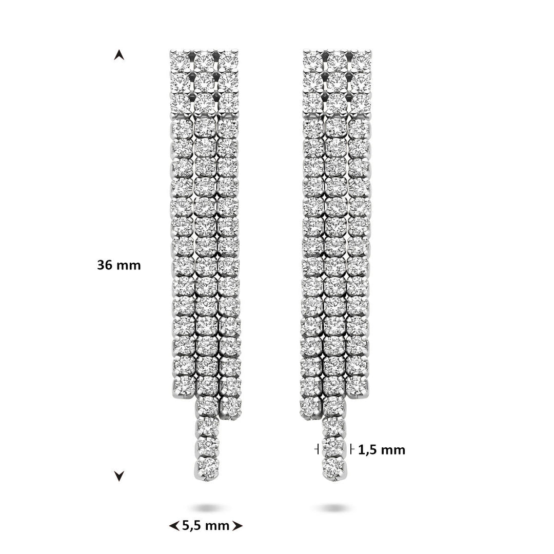 Gerhodineerd Zilveren Oorhangers met Zirkonia – 36mm – 925 Zilver