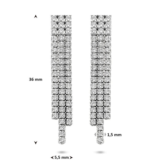 Gerhodineerd Zilveren Oorhangers met Zirkonia – 36mm – 925 Zilver