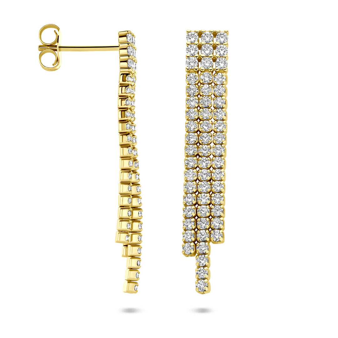 Verguld Zilveren Oorhangers Geel met Zirkonia – 36mm – 925 Zilver