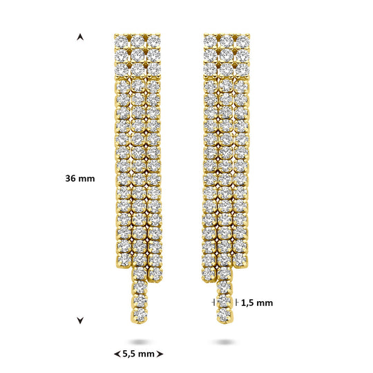 Verguld Zilveren Oorhangers Geel met Zirkonia – 36mm – 925 Zilver