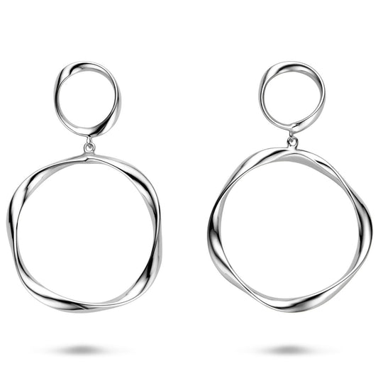 Gerhodineerd Zilveren Oorhangers Gedraaid – 66mm – 925 Zilver