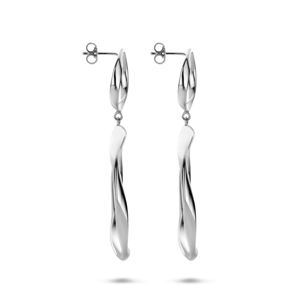Gerhodineerd Zilveren Oorhangers Gedraaid – 66mm – 925 Zilver