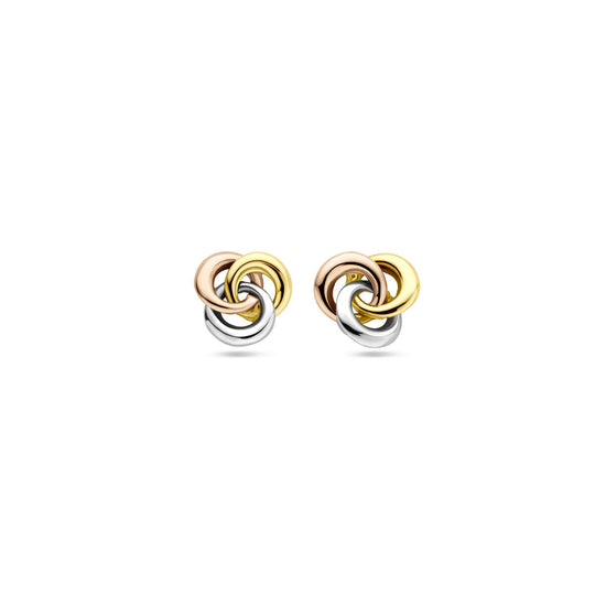 14k Tricolor Gouden Oorknoppen – 7 mm
