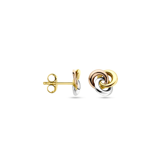 14k Tricolor Gouden Oorknoppen – 7 mm