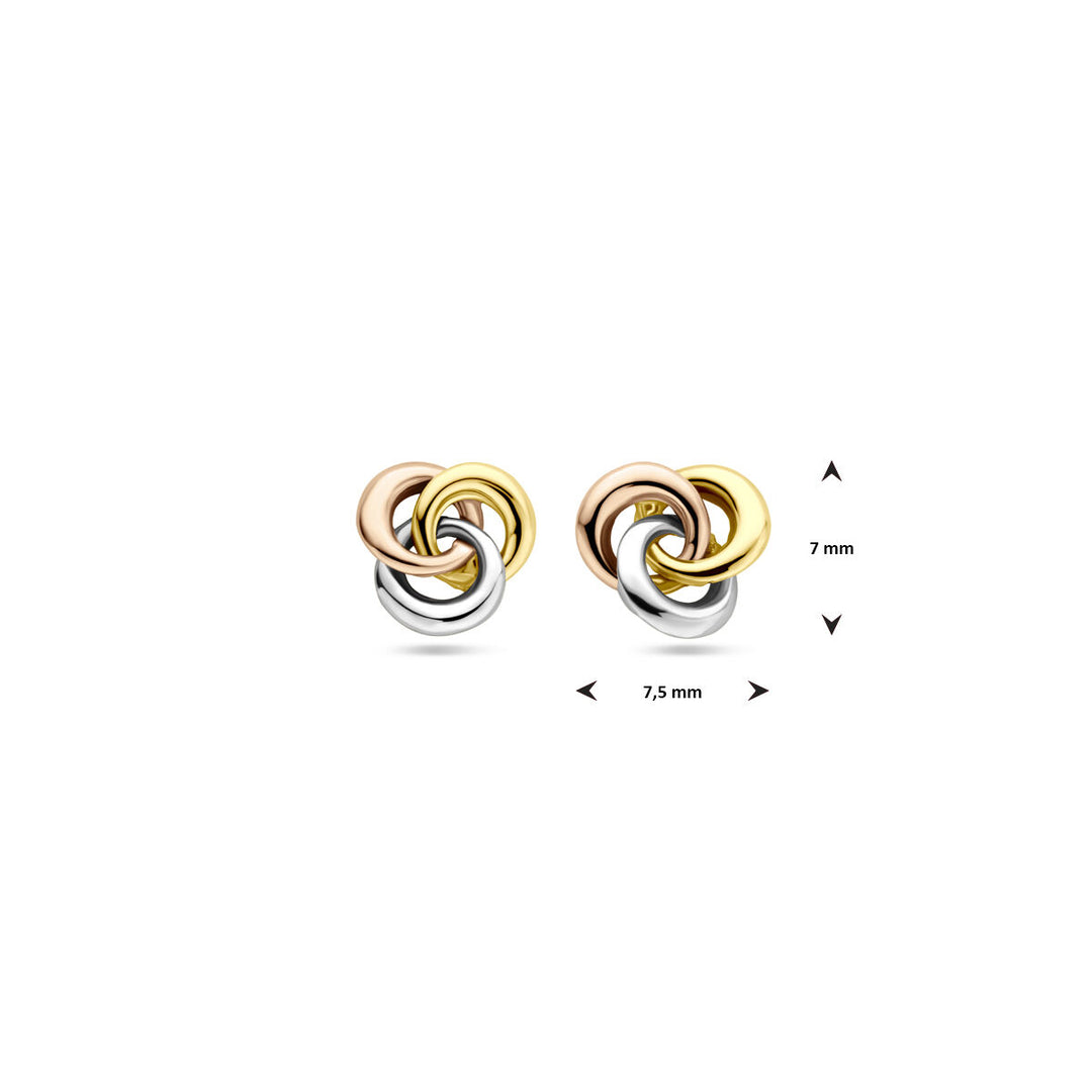 14k Tricolor Gouden Oorknoppen – 7 mm