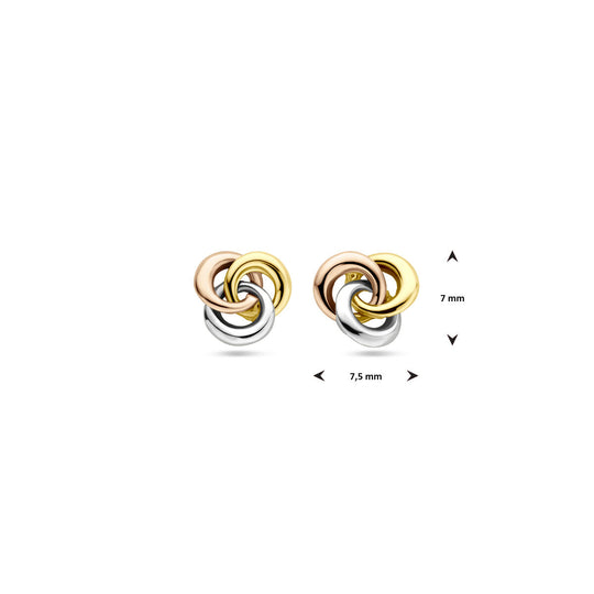 14k Tricolor Gouden Oorknoppen – 7 mm