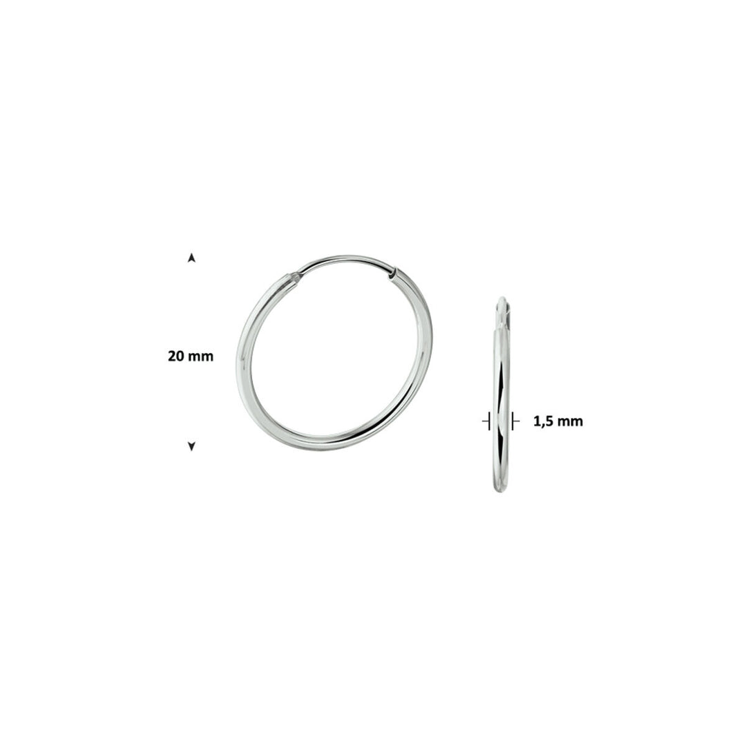 Gerhodineerde Zilveren Oorringen – Ronde Buis 1,5mm – Scharniersluiting