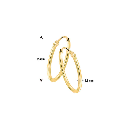 Vergulde Zilveren Oorringen – Ronde Buis 1,5mm – Scharniersluiting