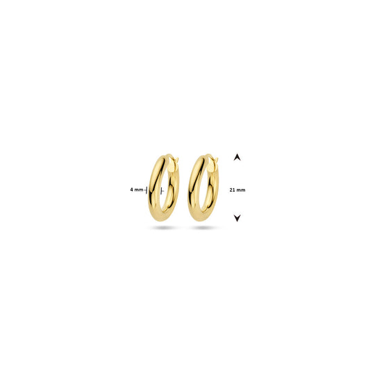 14k Geelgouden Oorringen met Ronde Buis – 4 mm, 21 mm