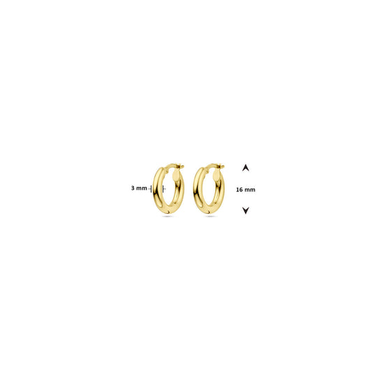 14k Geelgouden Oorringen met Ronde Buis – 3 mm