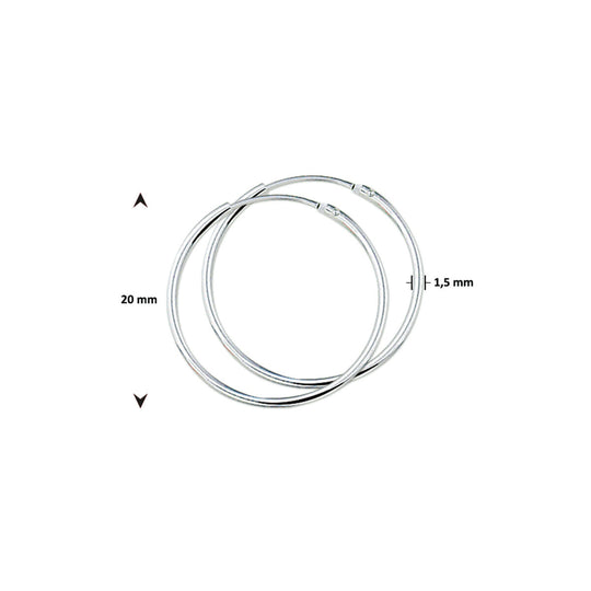 Zilveren Oorringen Ronde Buis – 1,5mm – Met Scharniersluiting
