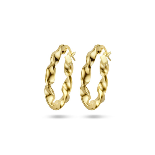 14k Geelgouden Gedraaide Oorringen – 3 mm