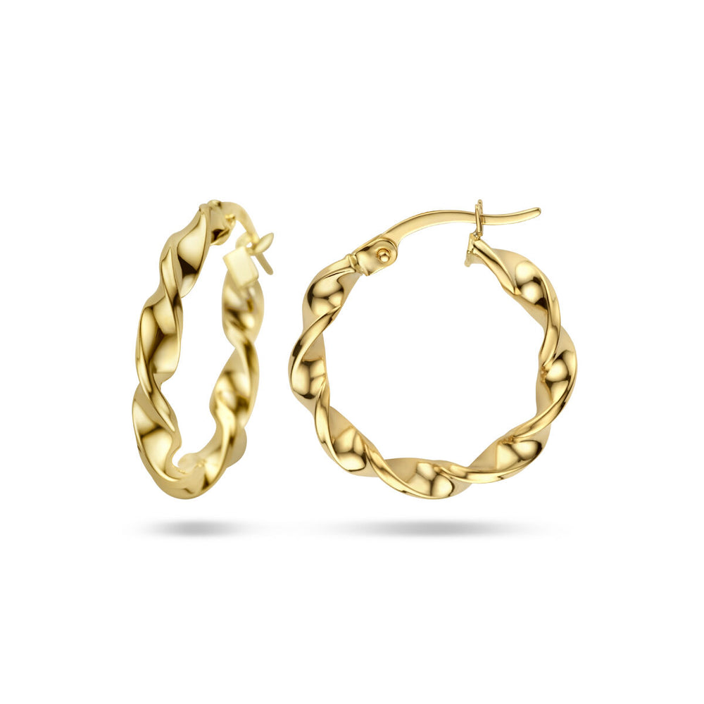 14k Geelgouden Gedraaide Oorringen – 3 mm