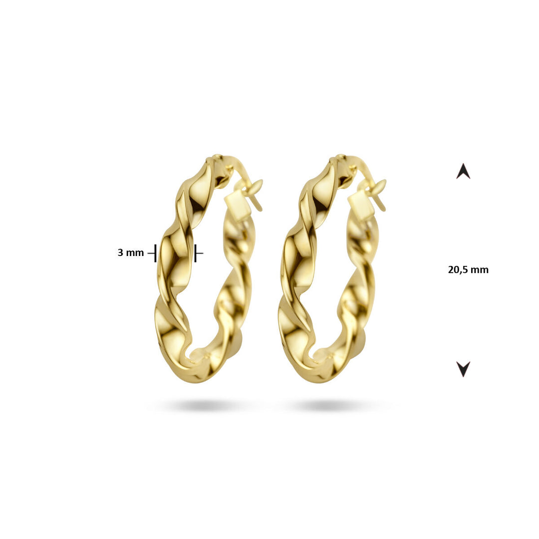 14k Geelgouden Gedraaide Oorringen – 3 mm