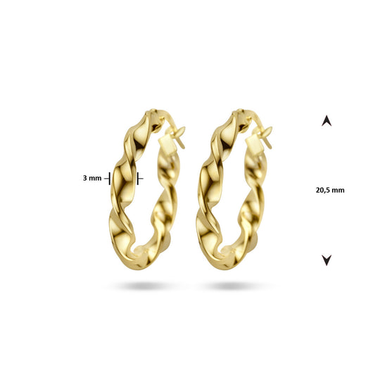 14k Geelgouden Gedraaide Oorringen – 3 mm
