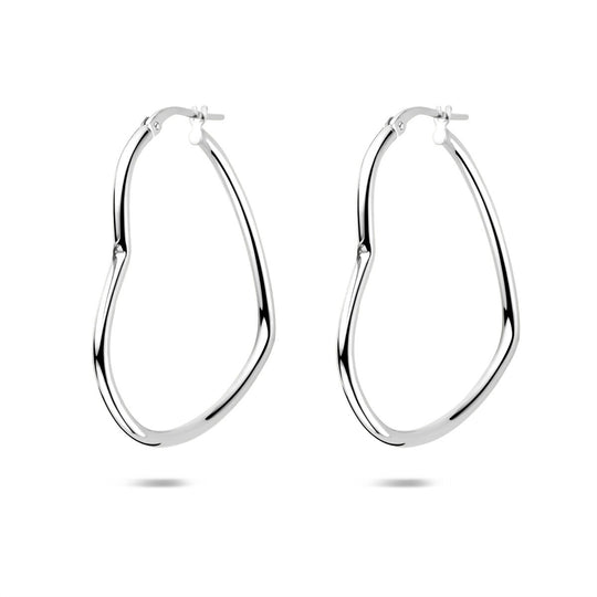 Oorringen Hart 35,5mm – Gerhodineerd 925 Zilver