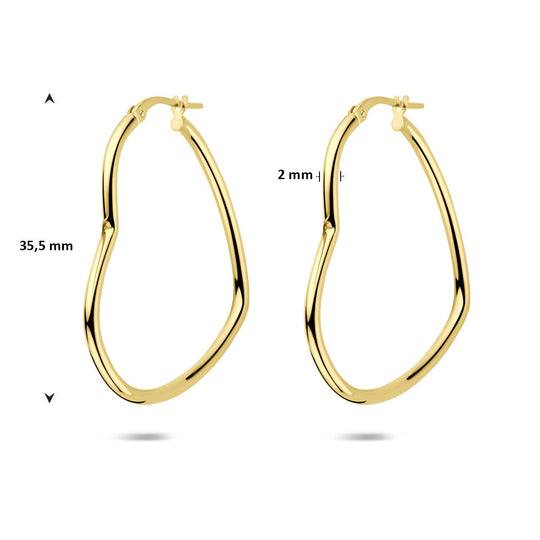 Oorringen Hart 35,5mm – Verguld op 925 Zilver – Goudkleur