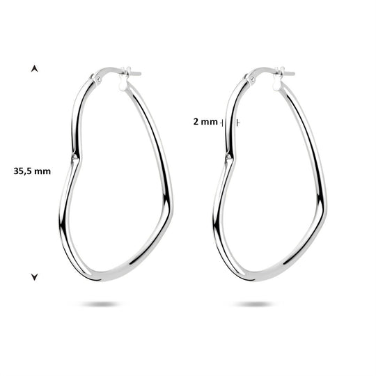 Oorringen Hart 35,5mm – Gerhodineerd 925 Zilver