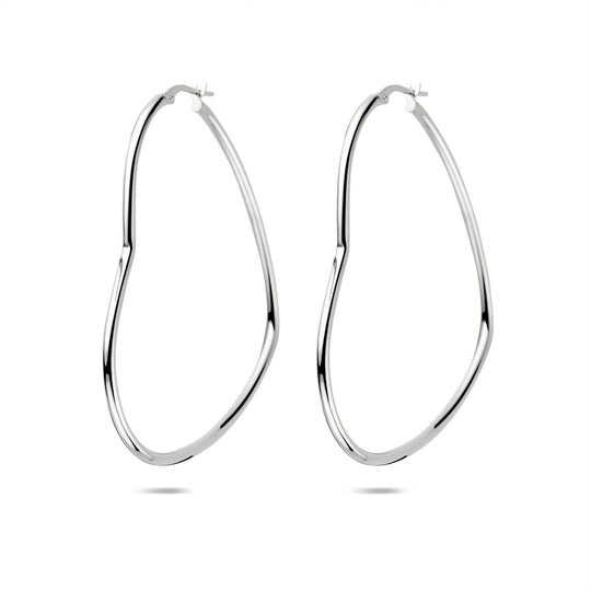 Oorringen Hart 56mm – Gerhodineerd 925 Zilver