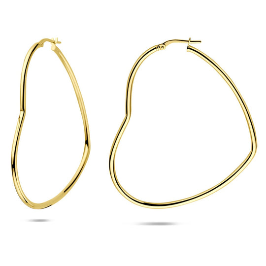 Oorringen Hart 56mm – Verguld op 925 Zilver – Goudkleur