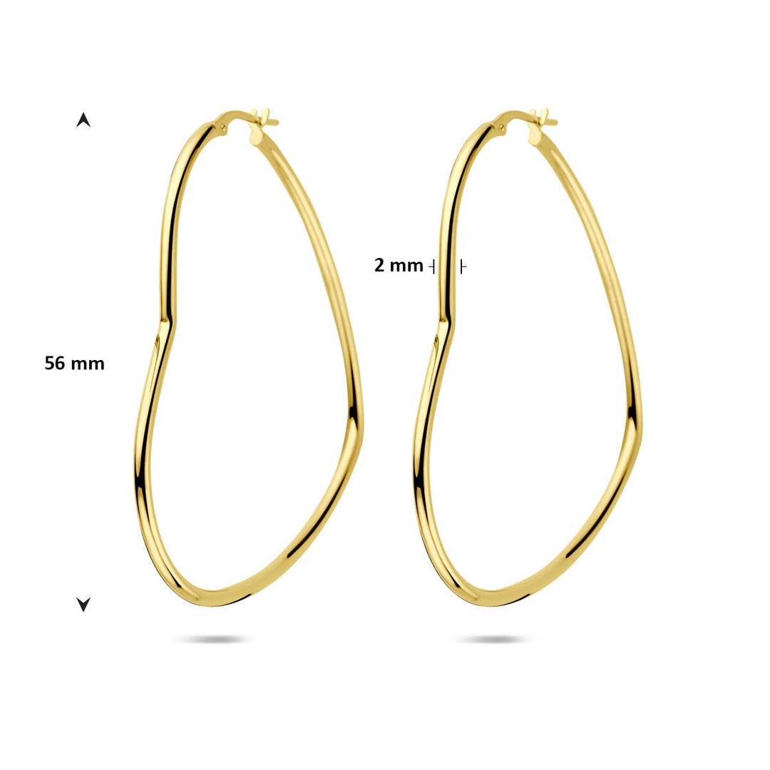Oorringen Hart 56mm – Verguld op 925 Zilver – Goudkleur