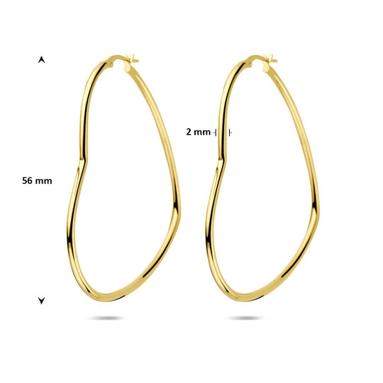 Oorringen Hart 56mm – Verguld op 925 Zilver – Goudkleur