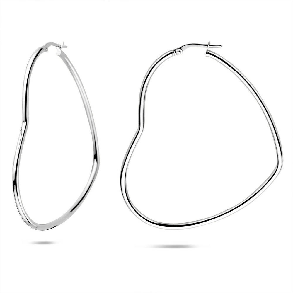 Oorringen Hart 56mm – Gerhodineerd 925 Zilver