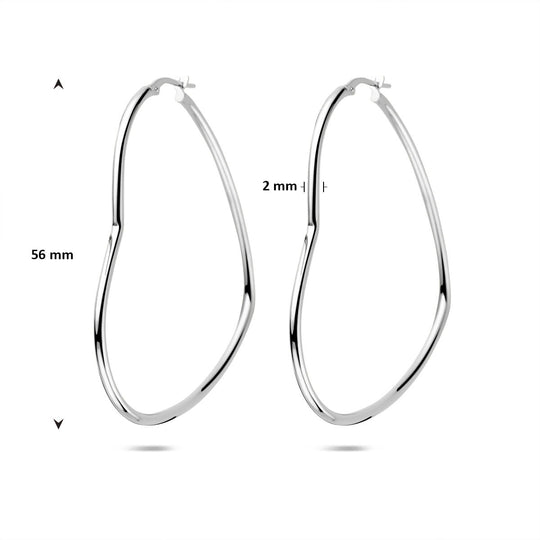 Oorringen Hart 56mm – Gerhodineerd 925 Zilver