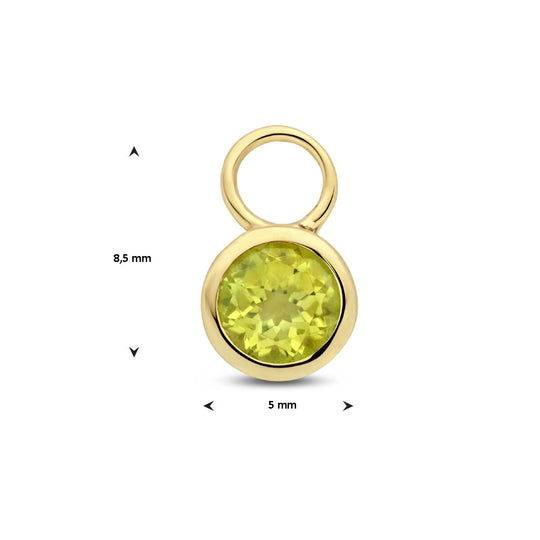 14K Geelgouden Oorringhanger Augustus Geboortesteen 8,5x6mm – Per Stuk