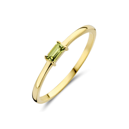 14k Geelgouden Ring met Peridot – Geboortesteen Augustus 2,5mm