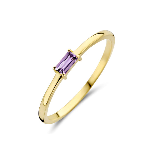 14k Geelgouden Ring met Amethist – Geboortesteen Juni 2,5mm
