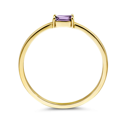 14k Geelgouden Ring met Amethist – Geboortesteen Juni 2,5mm