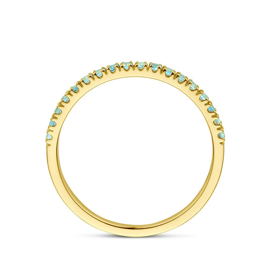 14K Geelgouden Ring met Aquamarijn Geboortesteen - Maart