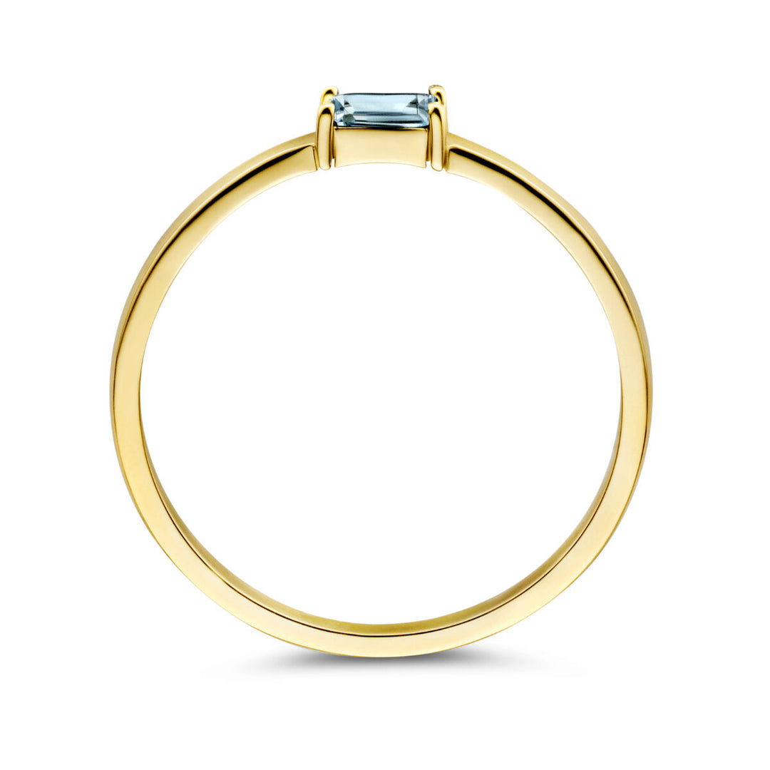 14k Geelgouden Ring met Aquamarijn – Geboortesteen Maart 2,5mm
