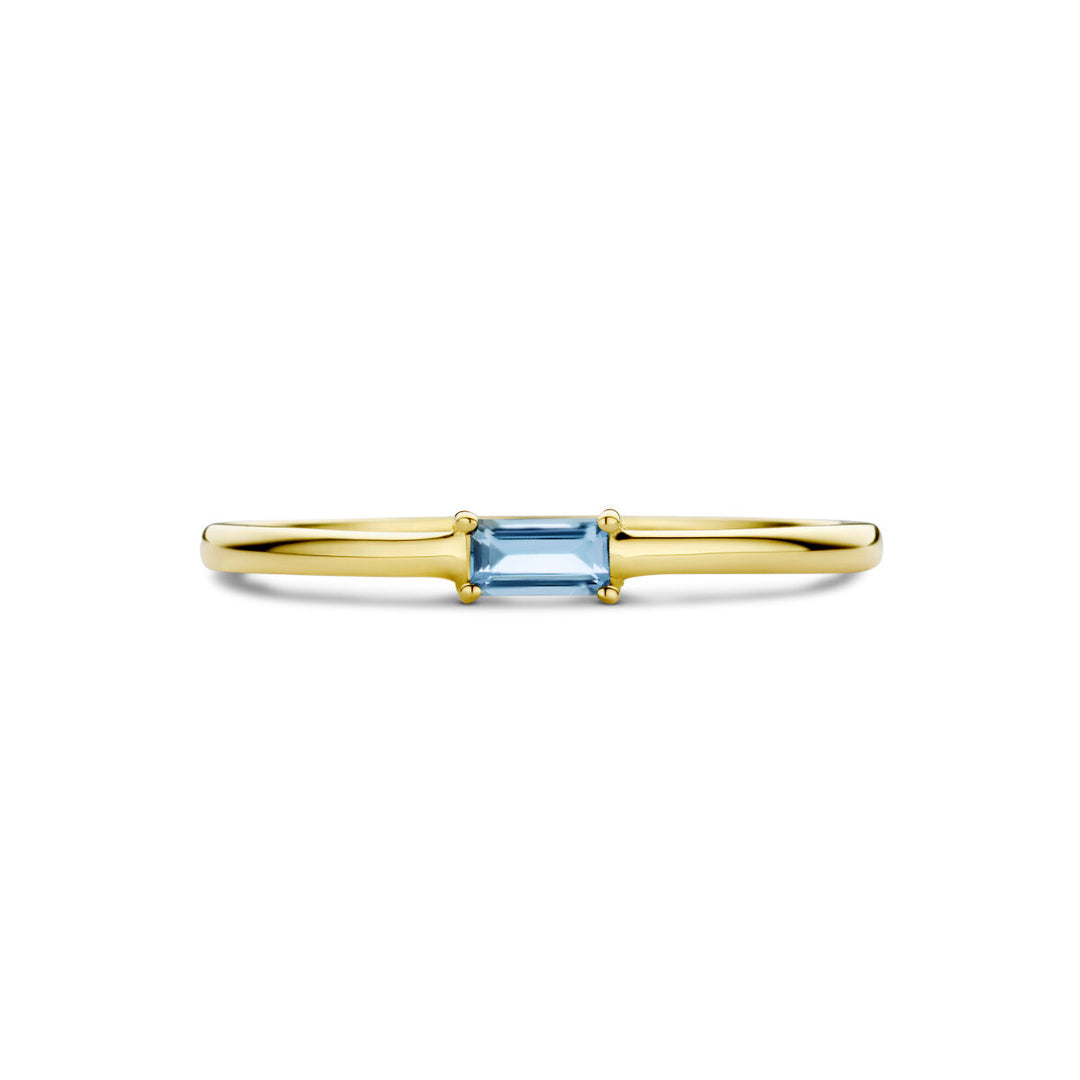 14k Geelgouden Ring met Aquamarijn – Geboortesteen Maart 2,5mm