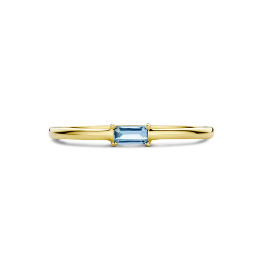 14k Geelgouden Ring met Aquamarijn – Geboortesteen Maart 2,5mm