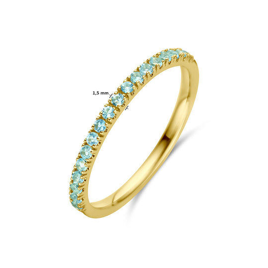 14K Geelgouden Ring met Aquamarijn Geboortesteen - Maart