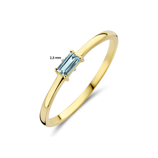 14k Geelgouden Ring met Aquamarijn – Geboortesteen Maart 2,5mm