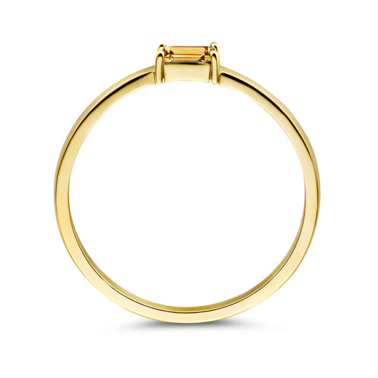 14k Geelgouden Ring met Citrien – Geboortesteen November 2,5mm