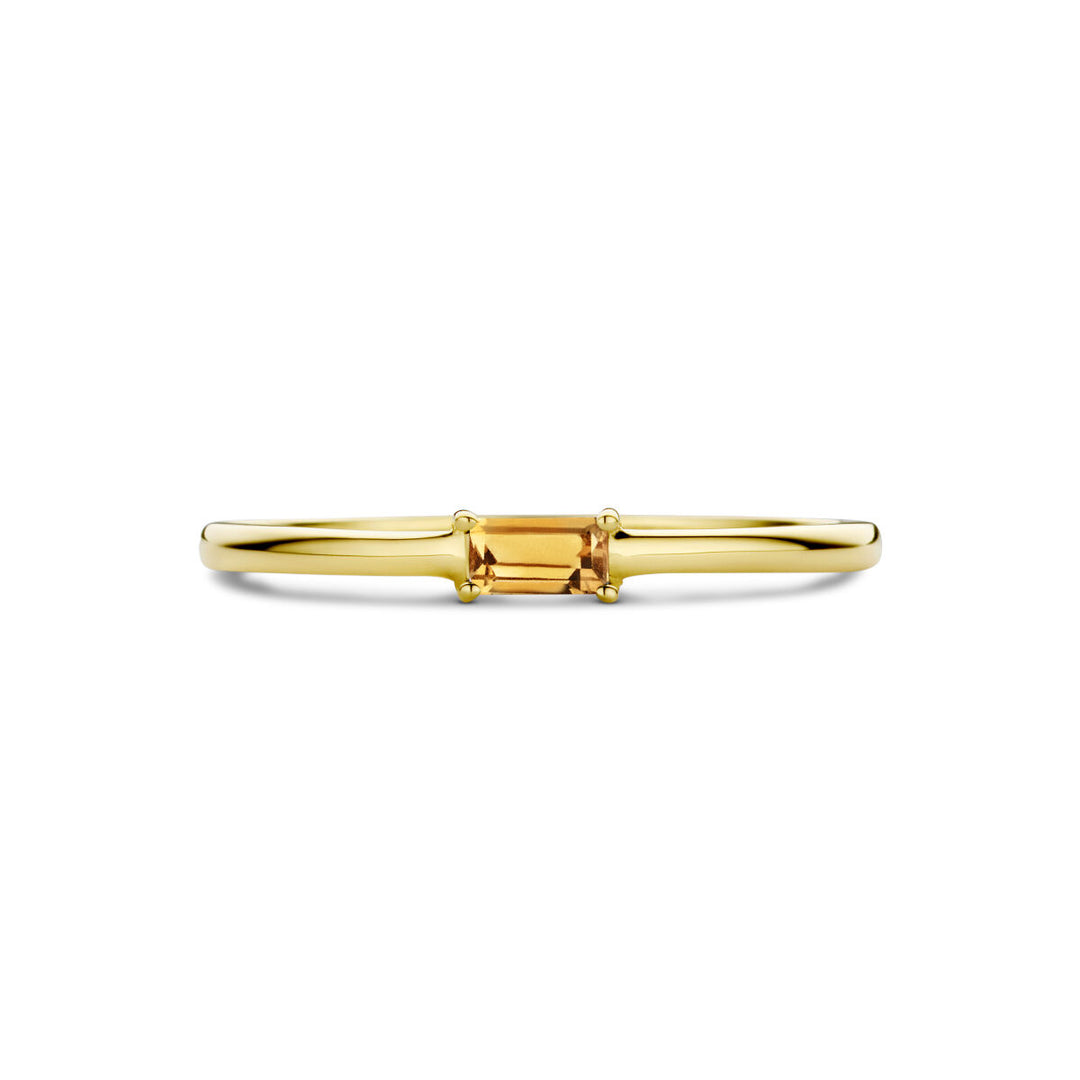 14k Geelgouden Ring met Citrien – Geboortesteen November 2,5mm