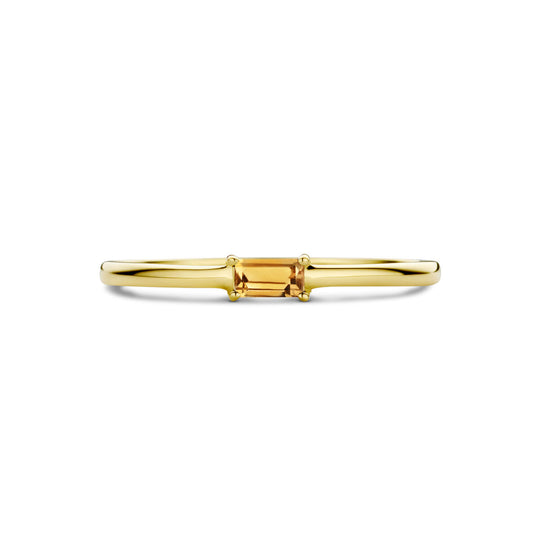 14k Geelgouden Ring met Citrien – Geboortesteen November 2,5mm