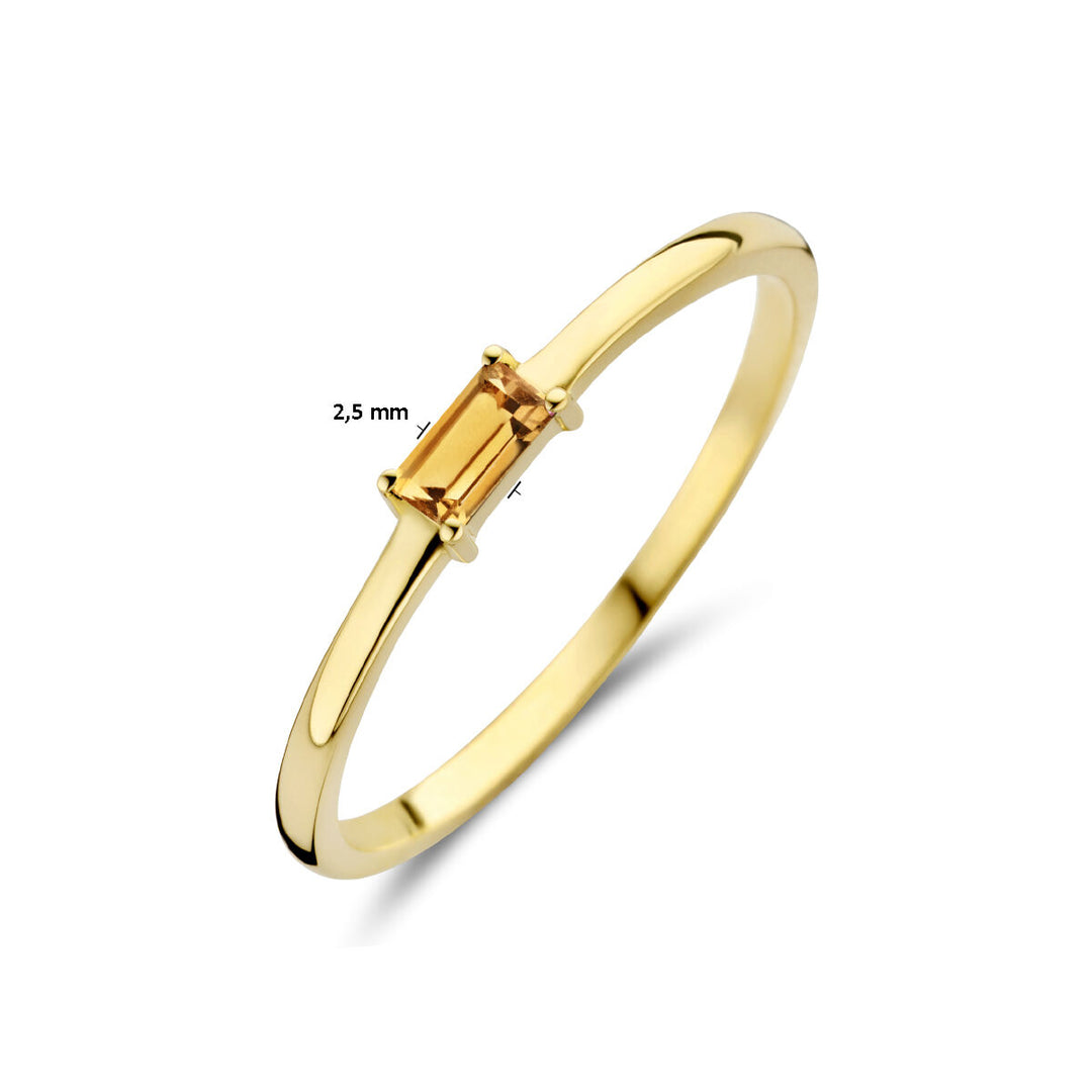 14k Geelgouden Ring met Citrien – Geboortesteen November 2,5mm
