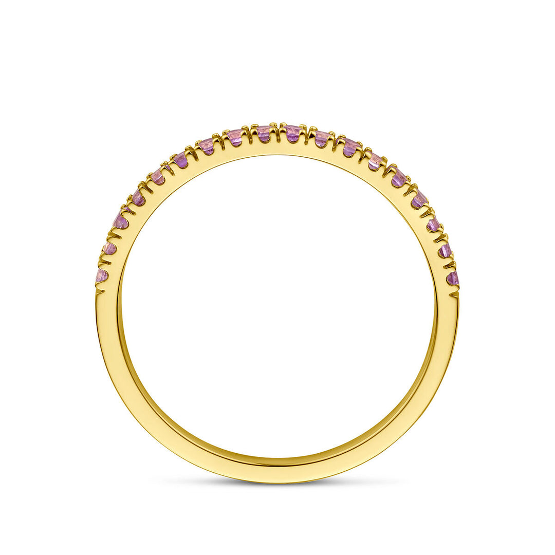 14K Geelgouden Ring met Licht Amethist Geboortesteen - Juni