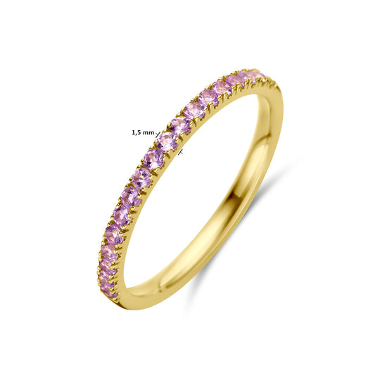 14K Geelgouden Ring met Licht Amethist Geboortesteen - Juni