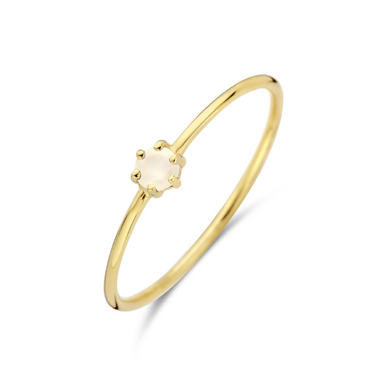 14k Geelgouden Ring 4mm met Maansteen – Geboortesteen Juni