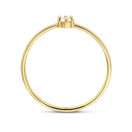14k Geelgouden Ring 4mm met Maansteen – Geboortesteen Juni