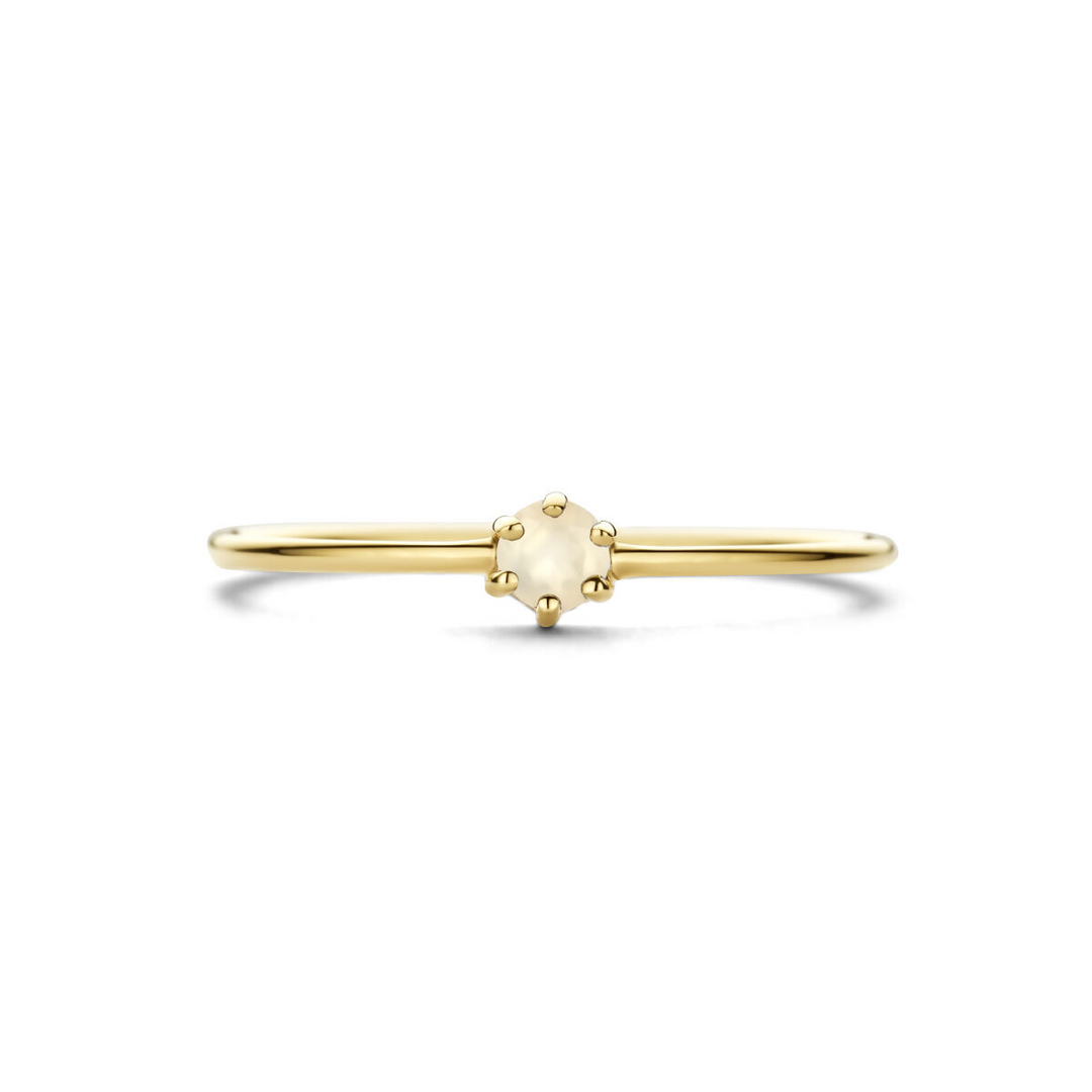 14k Geelgouden Ring 4mm met Maansteen – Geboortesteen Juni