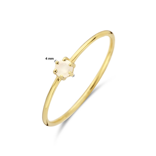 14k Geelgouden Ring 4mm met Maansteen – Geboortesteen Juni
